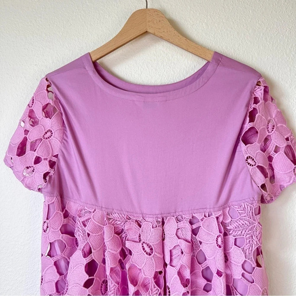 Crosby by Mollie Burch Lavender Floral Lace Top Size Small Mixed Media - Picture 5 of 11